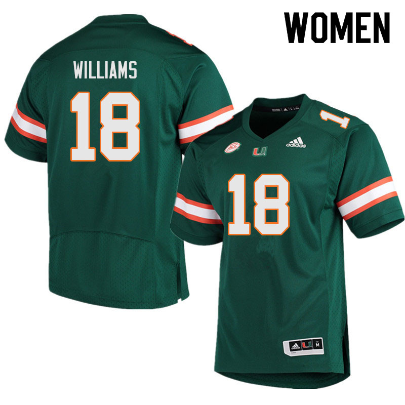 Women #18 Markeith Williams Miami Hurricanes College Football Jerseys Sale-Green - Click Image to Close